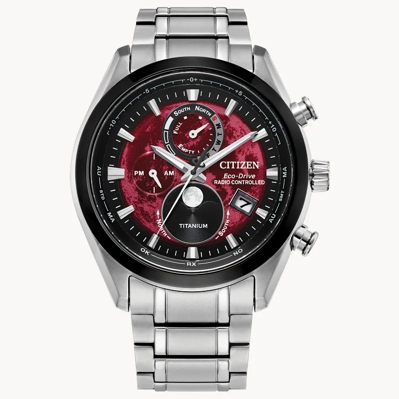 Tsuki-yomi A-T Red Dial Super Titanium Bracelet BY1018-55X | CITIZEN Tsuki-yomi A-T Red Dial Super Titanium Bracelet BY1018-55X | CITIZEN